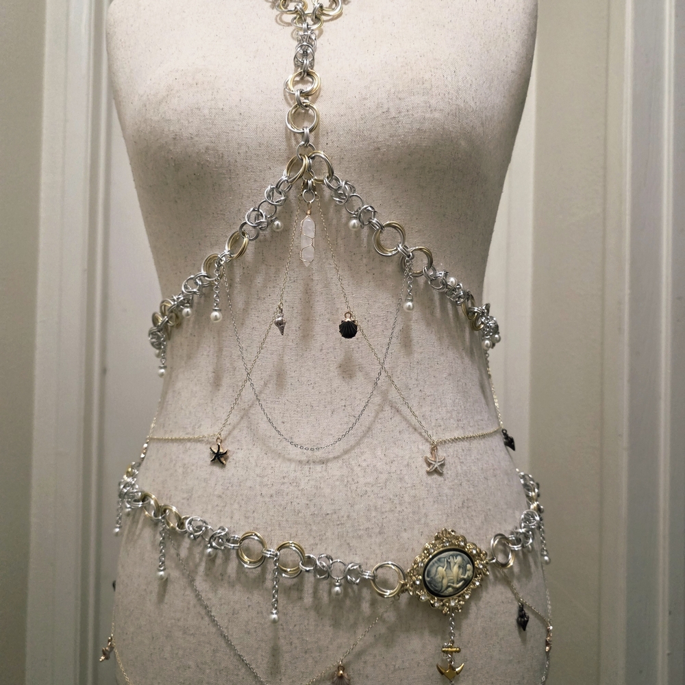 Elegant Silver and Gold Body Chain Jewelry